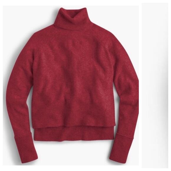 J. Crew Brick Red Burgundy Alpaca Wool Turtleneck High Low Pullover Sweater XXS - Picture 2 of 11
